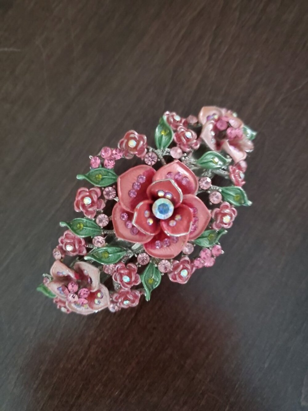 Enameled Barrette w/Rhinestones